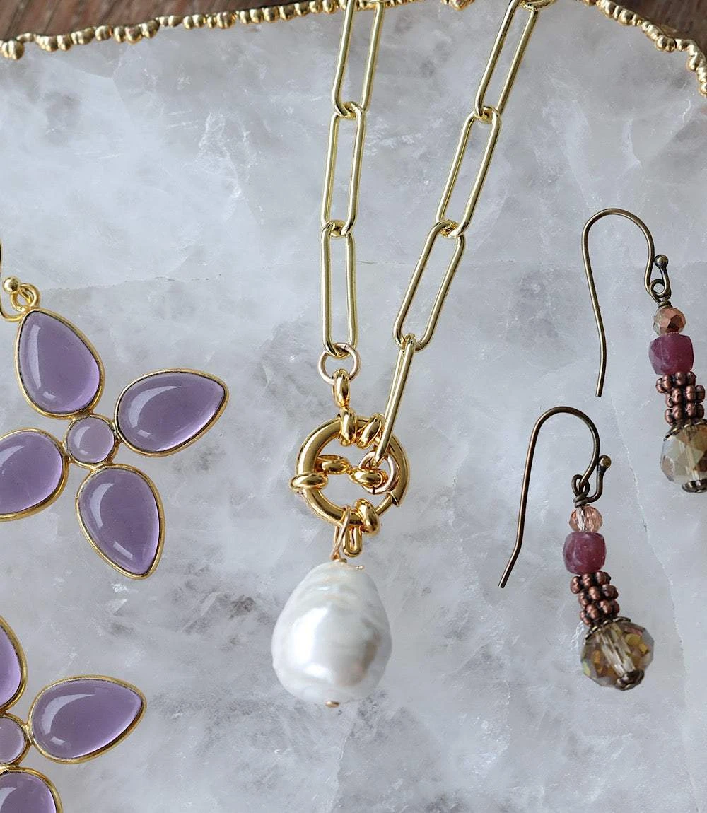 Pearl Toggle Necklace 3 Pearl Toggle Necklace