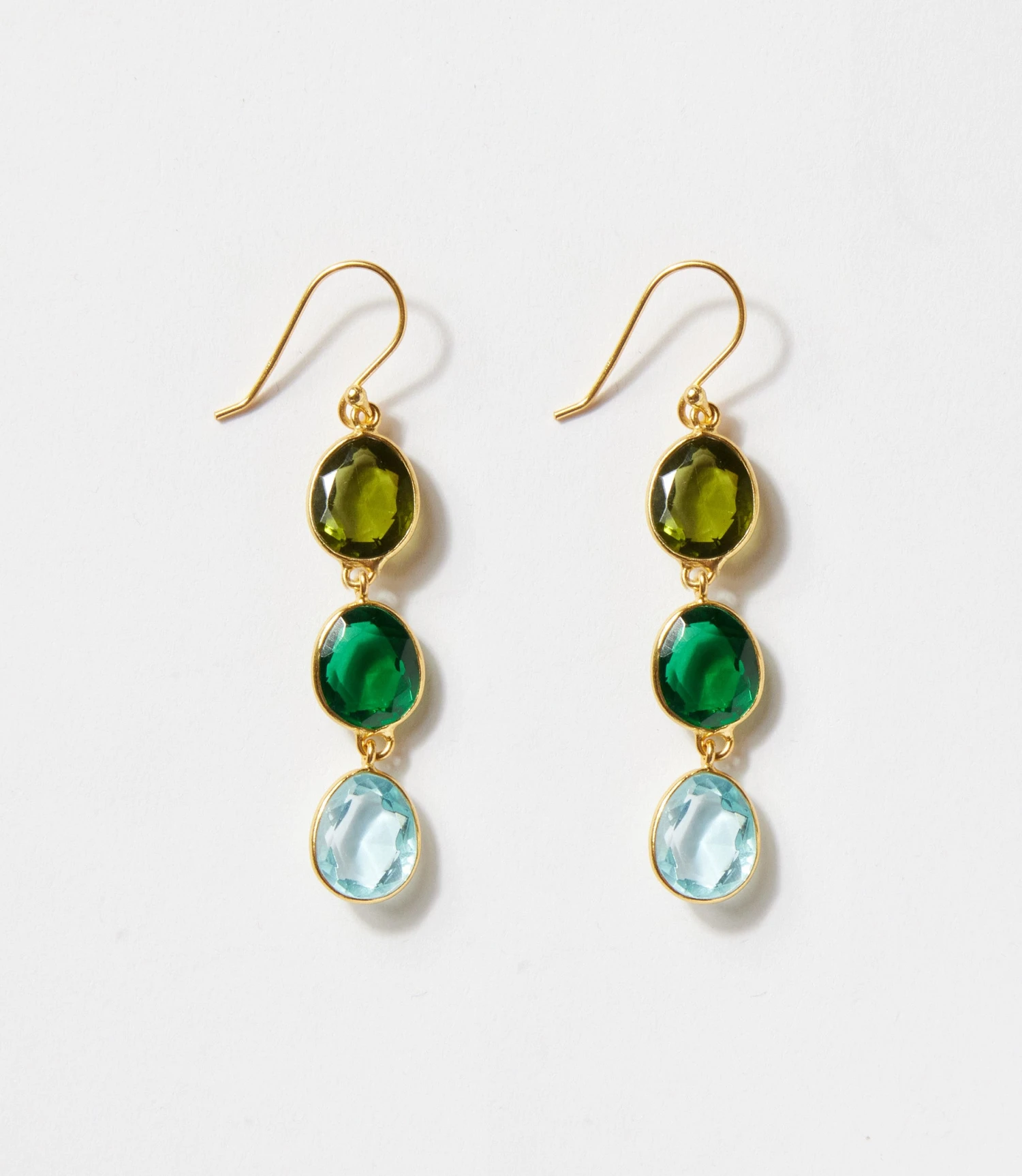 Triple Drop Gemstone Earrings 3 Triple Drop Gemstone Earrings