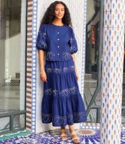 Embroidered Tiered Midi Skirt -Ghost London F11D456F 4D06 4EB2 8F98 C00897E84499