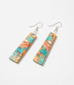 Angular Turquoise And Spiny Oyster Earrings