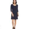 Petite Size Three Quarter Sleeve A-Line Dress