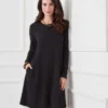 Long Sleeve Travel Jersey Dress 2 Long Sleeve Travel Jersey Dress -Ghost London L51501 BLK 0245 scaled