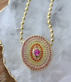 Gemstone Disc Necklace