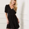 Puff Sleeve Tiered Dress 2 Puff Sleeve Tiered Dress -Ghost London a2L13018P BLK 2689
