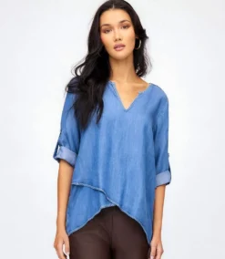 Asymmetric Hem Wrap Top -Ghost London aaDENIMCROSSOVER 0275
