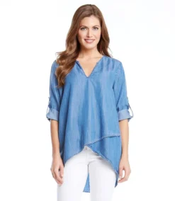 Asymmetric Hem Wrap Top -Ghost London chambray 2 zoom 8868edae 7348 4358 bd85 c850b54bc0d6