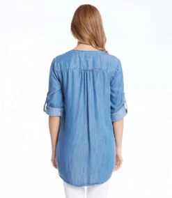Asymmetric Hem Wrap Top -Ghost London chambray 3 zoom f448abf5 278e 4390 8803 a1174f797572