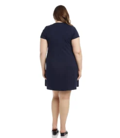 Plus Size Quinn V-Neck Pocket Dress -Ghost London karenkane 2021 spring L14244W NAV 003 fefccb37 6c9d 4cbc 9ddd b2269098e36b