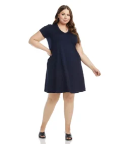 Plus Size Quinn V-Neck Pocket Dress -Ghost London karenkane 2021 spring L14244W NAV 005 54a97af0 82b3 4a53 82fc 798cf6790bfd