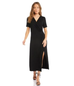 Petite Size Faux Wrap Midi Dress -Ghost London karenkane 2023 spring 1L13127P BLK 002