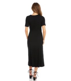Petite Size Faux Wrap Midi Dress -Ghost London karenkane 2023 spring 1L13127P BLK 003