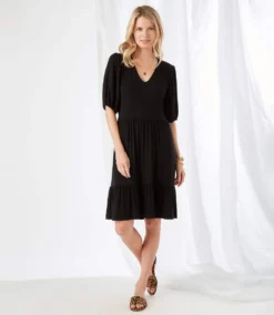 Puff Sleeve Tiered Dress -Ghost London karenkane 2023 summer 2L13018 BLK 008