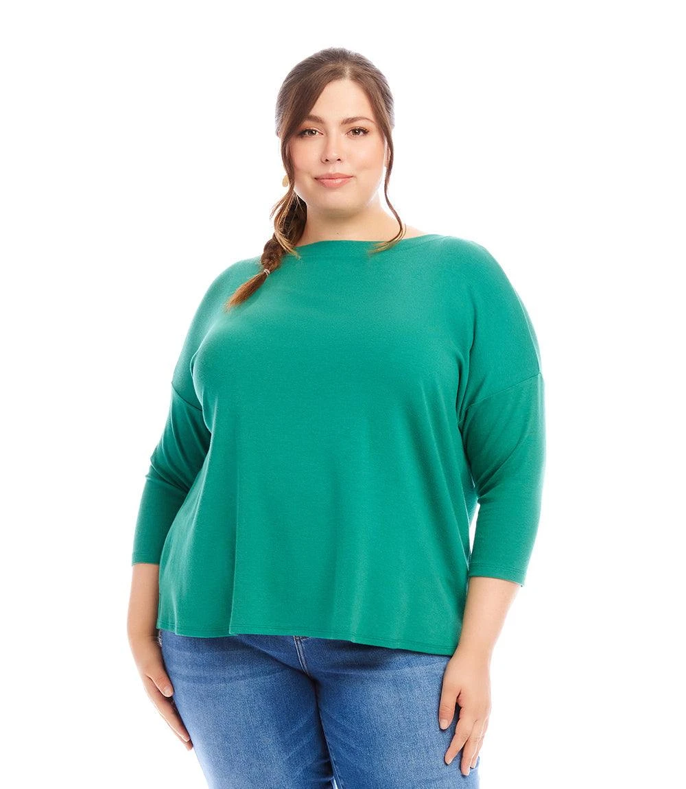 Plus Size 3/4 Sleeve Boatneck Top 3 Plus Size 3/4 Sleeve Boatneck Top