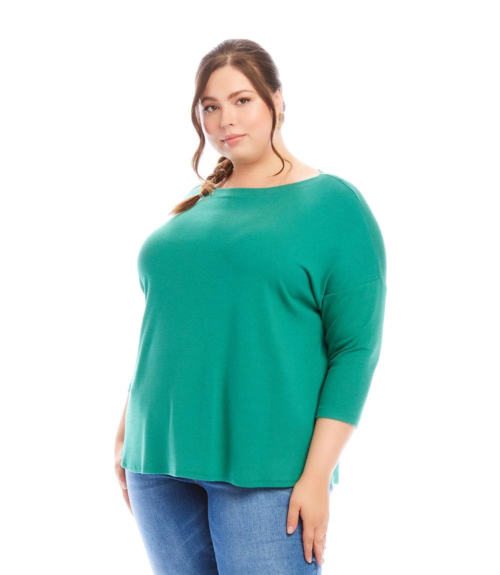 Plus Size 3/4 Sleeve Boatneck Top 4 Plus Size 3/4 Sleeve Boatneck Top - Image 2