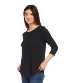 Petite Size 3/4 Sleeve Shirttail Top 9 Petite Size 3/4 Sleeve Shirttail Top -Ghost London karenkane 2024 fall 3L08900P BLK 00 2