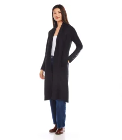 Faux Leather Patch Duster -Ghost London karenkane 2024 fall 3L57505 BLK 00 2