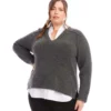 Plus Size Layered Sweater -Ghost London karenkane 2024 fall 3N94281W GRA 00 1