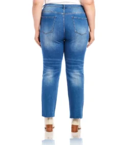Plus Size Raw Hem Straight Jeans -Ghost London karenkane 2024 fall L48144W DEN 003