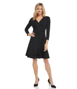 Petite Size Faux Wrap Drape Dress -Ghost London karenkane 2024 spring 3L95576P BLK 003