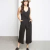 Petite Size Tie-Front Travel Jumpsuit -Ghost London karenkane 2024 spring L46132P BLK 002