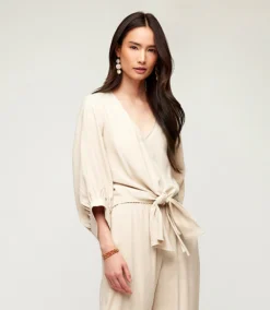 Blouson Sleeve Tie-Front Top