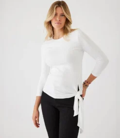 Petite Size Three Quarter Sleeve Side-Tie Top
