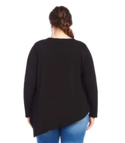 Plus Size Embellished Asymmetric Top -Ghost London karenkane 2024 winter 4L13033W BLK 00 3