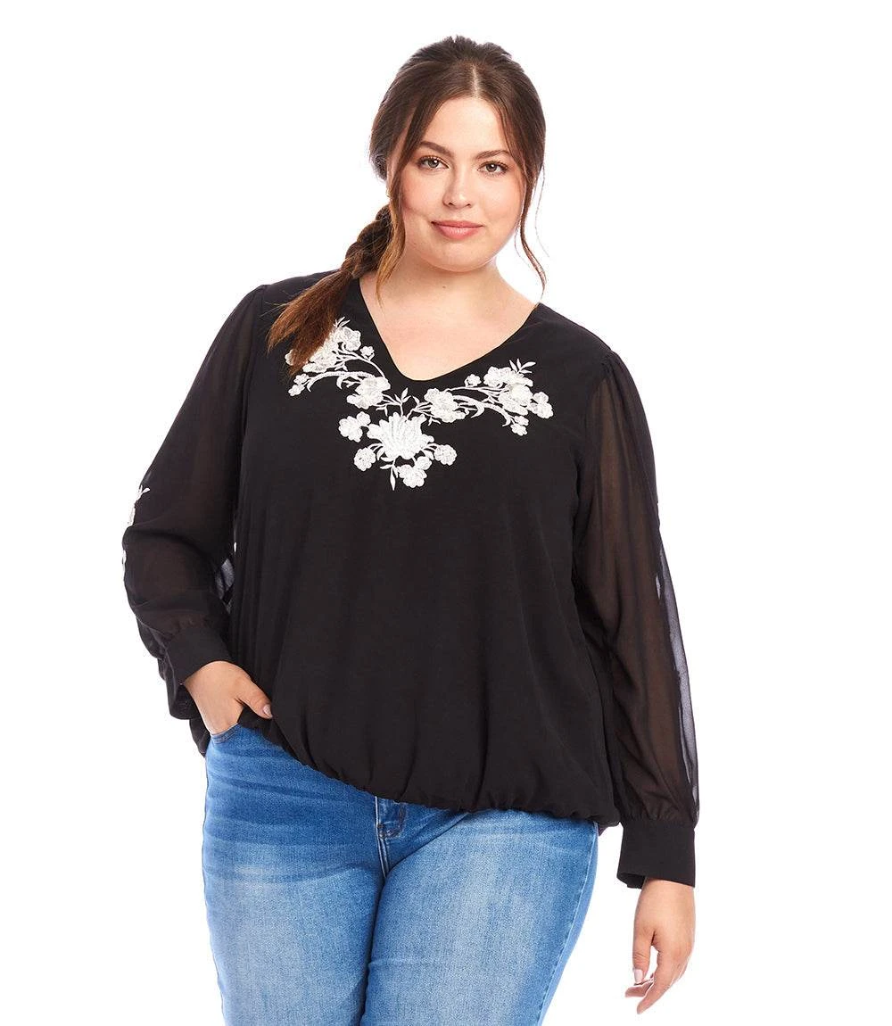 Plus Size Embellished Blouson Top 3 Plus Size Embellished Blouson Top