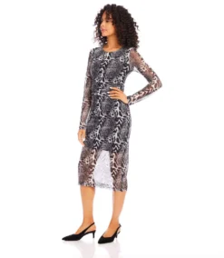 Mesh Side Shirred Midi Dress -Ghost London karenkane 2024 winter 4L17801 PRT 00 2