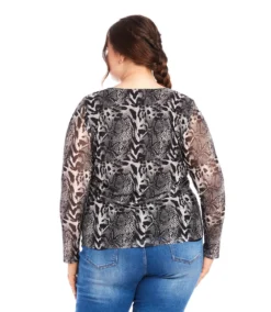 Plus Size Mesh Long Sleeve Top -Ghost London karenkane 2024 winter 4L17802W PRT 00 3