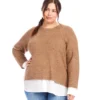 Plus Size Layered Crewneck Sweater -Ghost London karenkane 2024 winter 4L89838W WHE 00 1