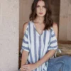 Cold Shoulder Tie Sleeve Top -Ghost London stripe 1 zoom 6b537fcc 4473 4341 8d8e a0971778ed4a